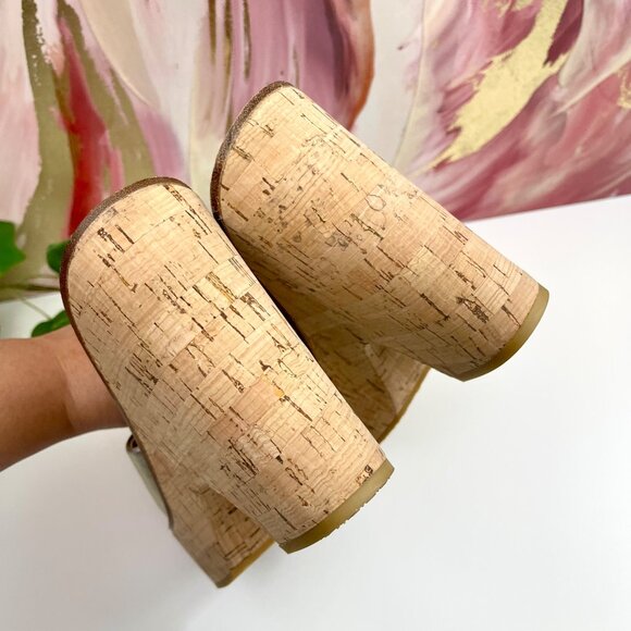 Veronica Beard Paulita Platform Wedge Sandals In Gold Size 9 - Picture 8 of 13